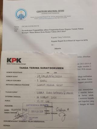 Central Milenial Gesid Surati KPK dan Kapolri Minta Ambil Alih Kasus Korupsi Bansos Dumai 2013-2014